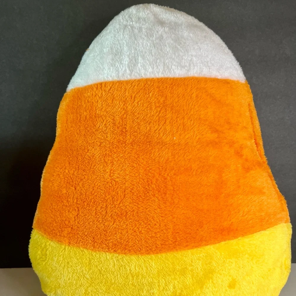 Large Halloween Candy Corn Shaped Plush Throw Pillow Sweet Fun